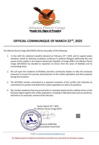 AFC/M23 yakuye ingabo zayo mu mujyi wa Walikale