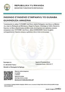 TUYISHIME Jean Bosco yasabye guhindura amazina akitwa KARINGANIRE Steven