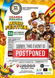 Uganda: Igitaramo cyagombaga guhuza abarimo Jose Chameleone, Ykee Benda, Marina na Kenny Sol cyasubitswe