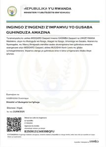 MISIGARO Gaspard yabye guhindurirwa amazina mu buryo bwemewe n'amategeko akitwa MUGISHA Kevin Lewis mu bitabo by'irangamimerere!