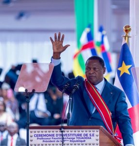 Perezida Touadéra yarahiriye kuyobora Santarafurika ashima by'umwihariko Ingabo z'u Rwanda