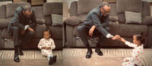 Ifoto ya Perezida Paul Kagame ari kumwe n'umwuzukuru we yazamuye amarangamutima ya benshi