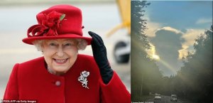 Ishusho y'Umwamikazi Elizabeth yagaragaye mu kirere mbere y'uko atanga