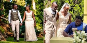 Ihere ijisho amafoto yaranze ubukwe bwa wa muhanzi Guardian Angel washatse umugore w'imyaka 51[AMAFOTO] 