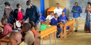 IFOTO Y'UMUNSI: Minisitiri Gatabazi yasangiye ifunguro n'abanyeshuri 