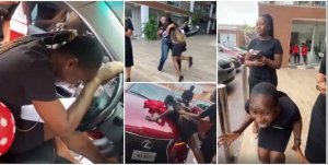 Umukobwa yahawe imodoka na nyirabuja ibyishimo biramurenga ararira