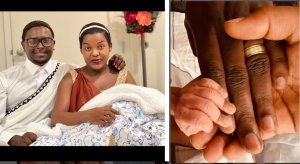 Clarisse Karasira n'umugabo we batangaje amazina y'umwana baherutse kwibaruka