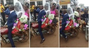 Abageni bakoze agashya bagenda kuri moto ku bukwe bwabo