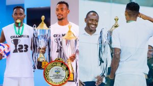 Amafoto utigeze ubona ya bakinnyi b'Ikipe ya APR FC bishimira igikombe cya Shampiyona 2024/2025 batwaye