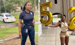 Amafoto atangaje y'umupolisikazi yifotoje yizihiza isabukuri y'imyaka 52 akomeje gutangaza benshi[AMAFOTO]