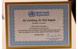 Perezida Kagame yashimiwe uruhare rwe mu gukumira no guhangana n'ibyorezo