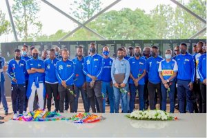 Kwibuka 28: Umuryango mugari wa Rayon Sport wunamiye Abatutsi bashyinguye mu rwibutso rwa Ntarama