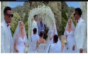 Dore amafoto ya Bruce Melodie yakoze ubukwe yabiciye ku mbuga nkoranyambaga 