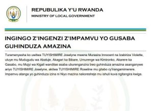 Itangazo TUYISHIMIRE Joselyne yasabye guhindura amazina akitwa TUYISHIMIRE Roseline