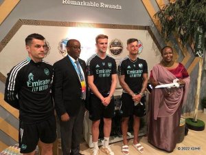Abakinnyi 3 ba Arsenal basuye aho u Rwanda ruri kumurikira ibikorwa byarwo muri Expo Dubai 2020