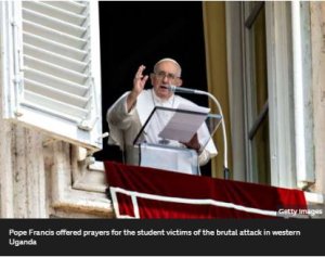 Papa Francis yerekeje isengesho rye ku banya Uganda bishwe na ADF