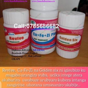 REVIVE CAPSULE,CA+FE+ZI PLUS CAPSULE NA GOLDEN SIX CAPSULE ;IMYUNGANIRAMIRIRE ZIFASHA ABAGABO BARANGIZA VUBA 