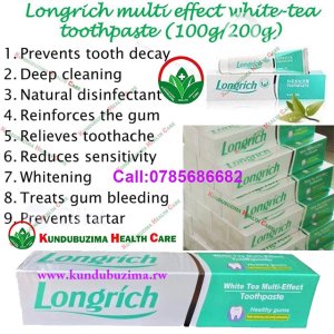 DORE UMUTI UJE GUKEMURA INDWARA Z'AMENYO NDETSE N'UBURWAYI BWO MU KANWA “LONGRICH WHITE TEA MULTI-EFFECT TOOTHPASTE”
